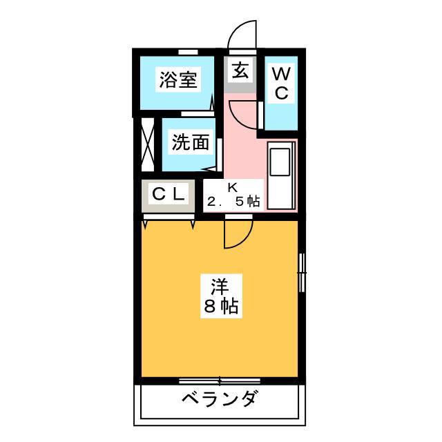 ハーバーライト(1K/2階)の間取り写真