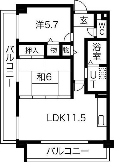 フルーレットコート(2LDK/2階)の間取り写真