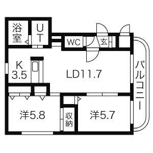 BLUEISLAND(2LDK/2階)の間取り写真