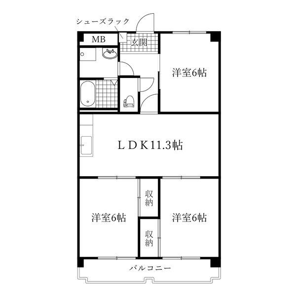 ヴィラモルガン(3LDK/5階)の間取り写真