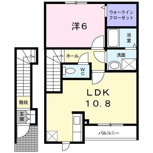 スカイピアみどり台A(1LDK/2階)の間取り写真
