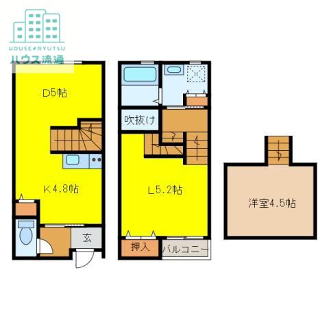 プレミアム宿町(1LDK/1階)の間取り写真
