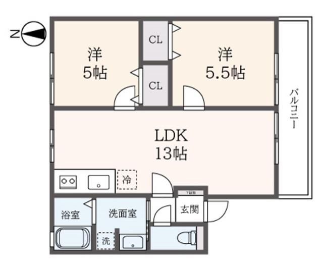 エクセル多摩川(2LDK/1階)の間取り写真