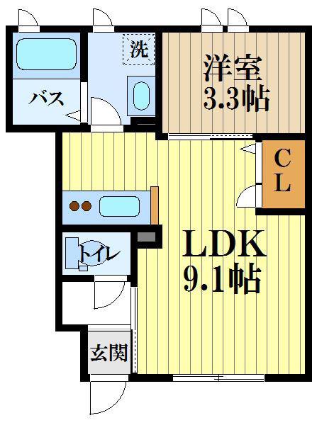 PEAK AVENUE MEE(1LDK/1階)の間取り写真