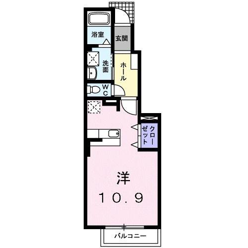 ルーラルハ-モニ-TI B(ワンルーム/1階)の間取り写真