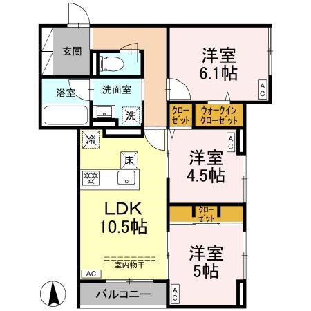 グランドゥール・ショコラ(3LDK/1階)の間取り写真
