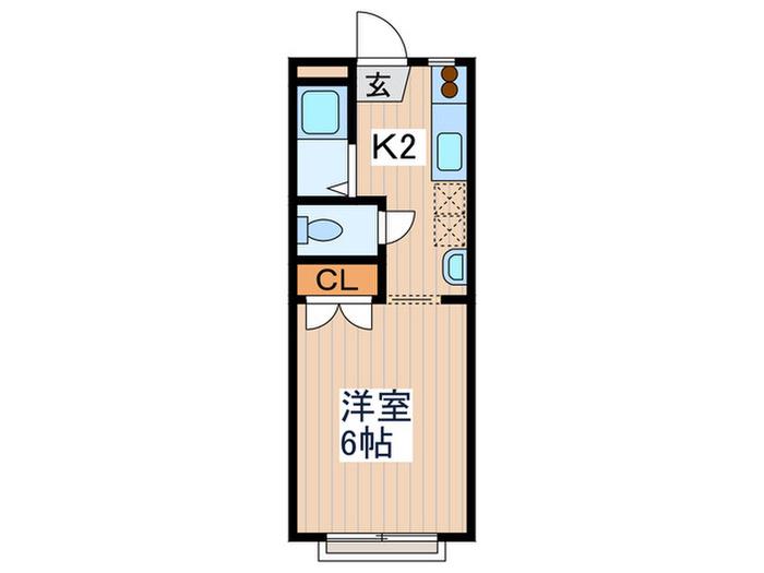 ハイツみどり(1K/2階)の間取り写真