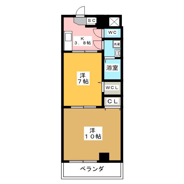 カメリアワーフ(2K/6階)の間取り写真