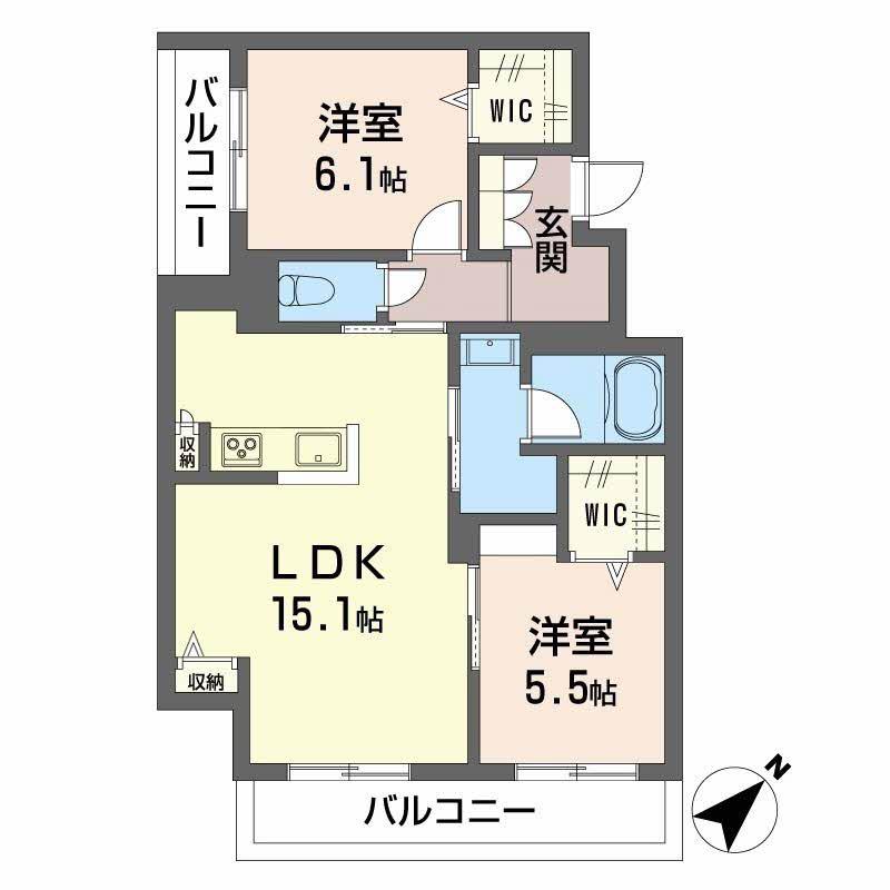 プティ・サーブル(2LDK/2階)の間取り写真