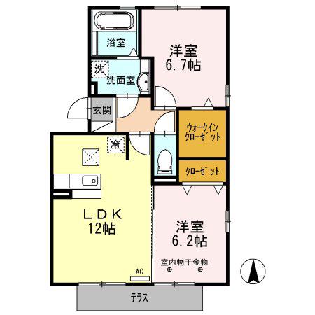 ウィスタリア(2LDK/2階)の間取り写真