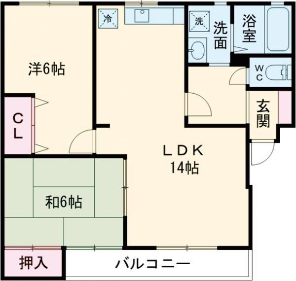 KAKU BLD(2LDK/3階)の間取り写真