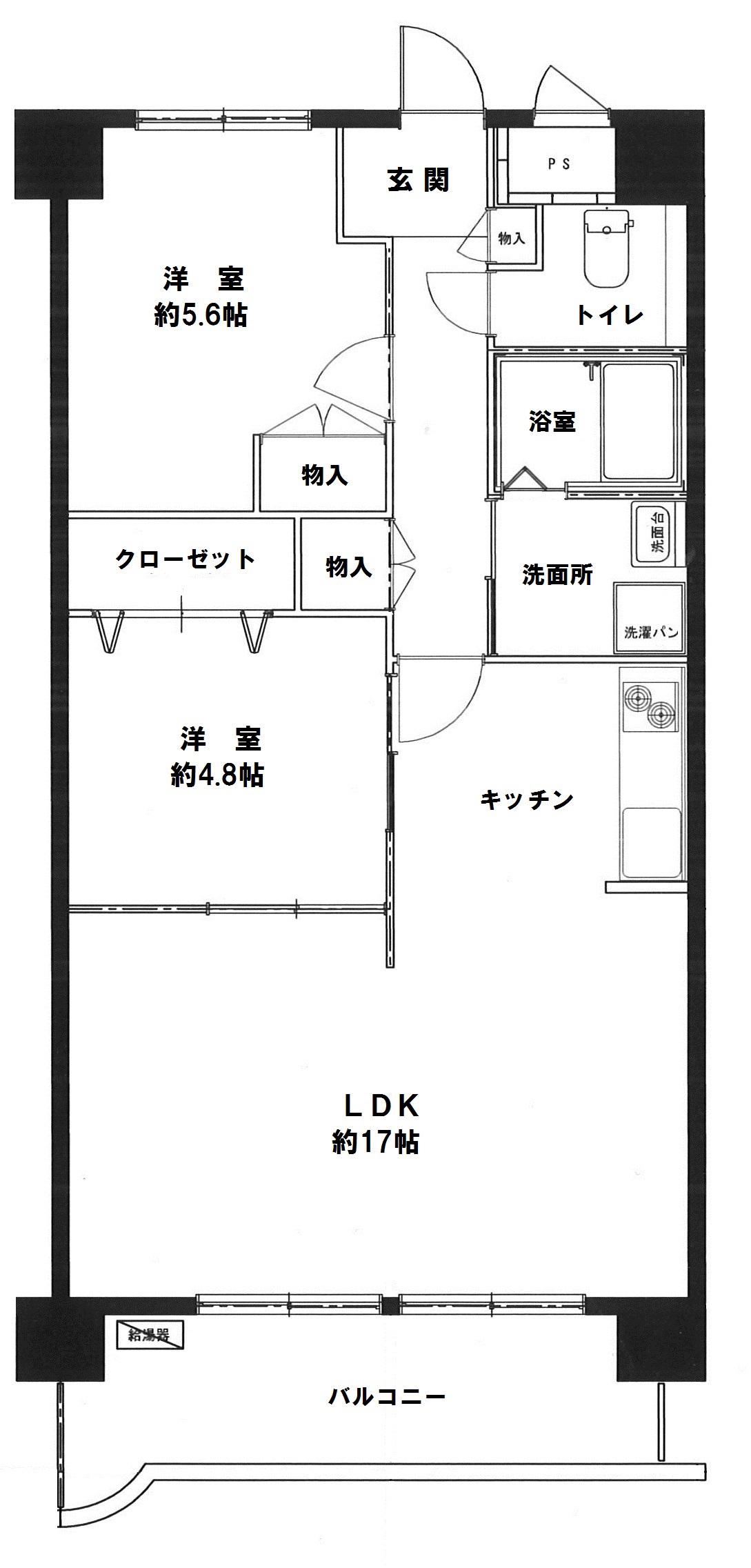 レジデンシア塚口(2LDK/2階)の間取り写真
