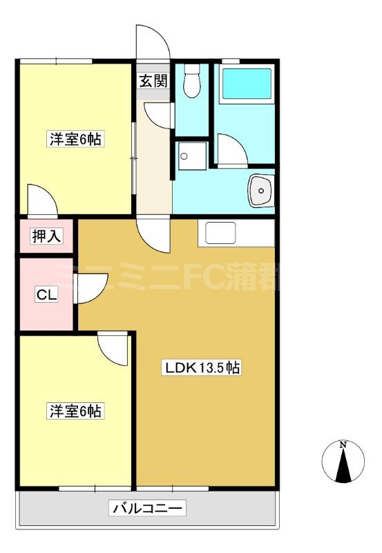 アネックス小林(2LDK/2階)の間取り写真
