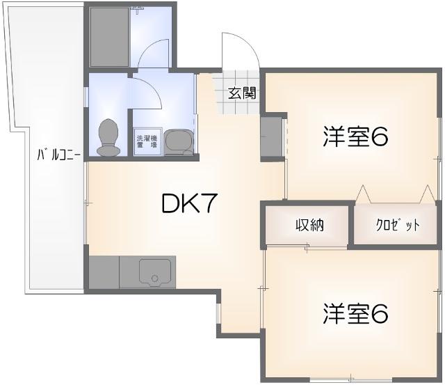 第12浜の前マンション(2DK/2階)の間取り写真