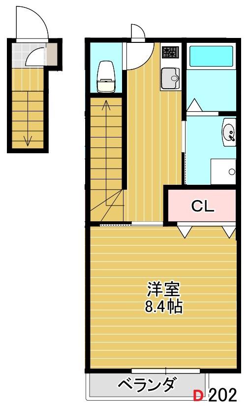オリオン(1K/2階)の間取り写真