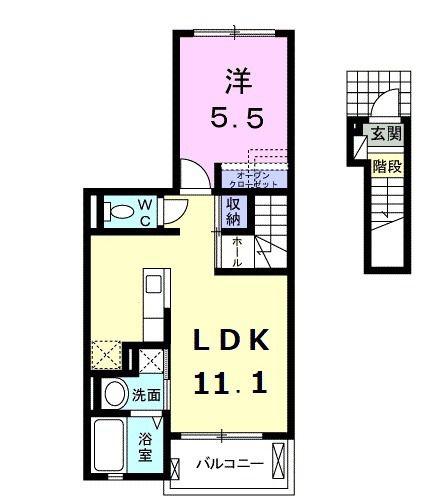 ラ・ティエラ(1LDK/2階)の間取り写真