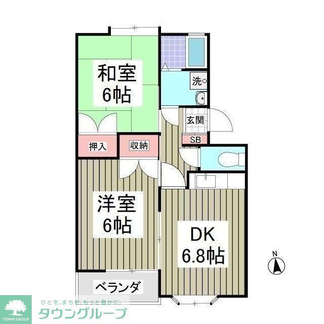 ユニオンIIIA(2DK/2階)の間取り写真