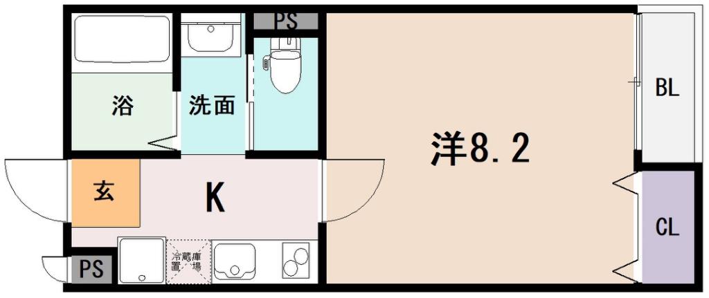 マナティー(1K/2階)の間取り写真