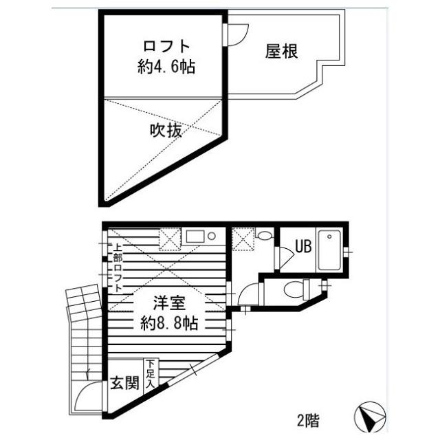 バーンハイツ平井(ワンルーム/2階)の間取り写真