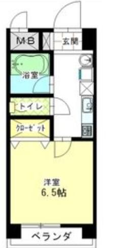 スカイコート天塚(1K/2階)の間取り写真