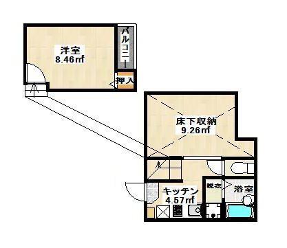 ワイマール(1K/1階)の間取り写真