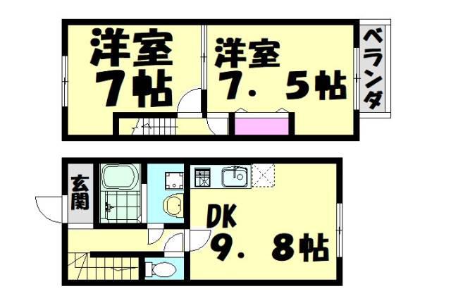グレイス加茂(2LDK/1階)の間取り写真