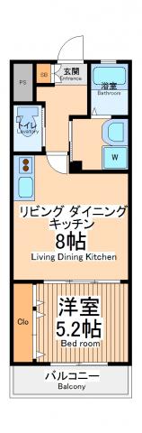 フラワーコート2(1LDK/2階)の間取り写真