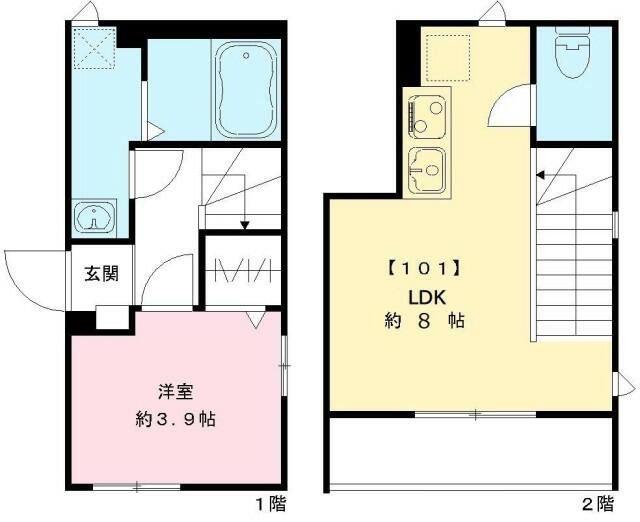 ベルフラッツ初台(1LDK/1階)の間取り写真