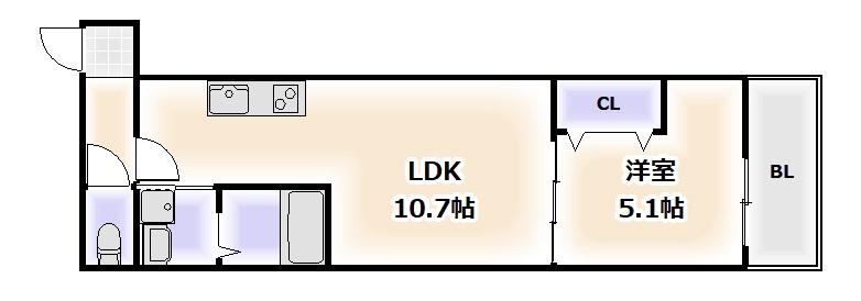 CHARME PARKSIDE(1LDK/1階)の間取り写真