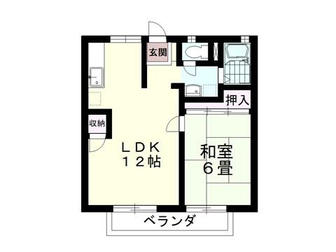 フラワーヒル北鴻巣(1LDK/2階)の間取り写真