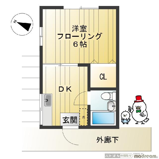 第三シマズ山荘(1DK/2階)の間取り写真