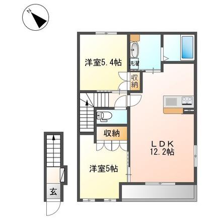 レジデンスさくら(2LDK/2階)の間取り写真