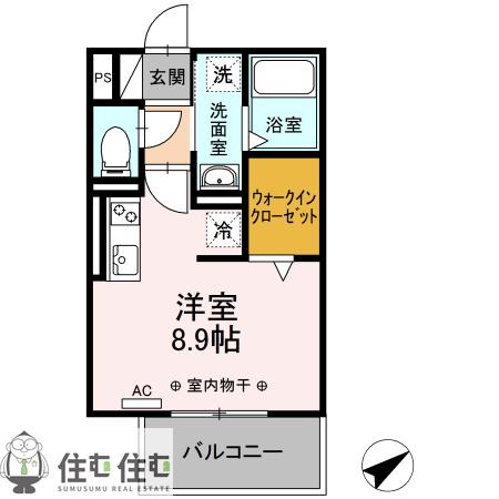 グランピュア土橋(ワンルーム/2階)の間取り写真
