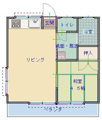 ひまわりコーポI(1LDK/2階)の間取り写真