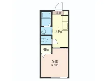 シークレスト湘南(1K/2階)の間取り写真