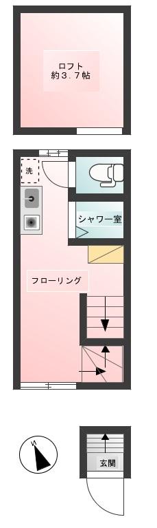 ルスカイ下目黒(ワンルーム/2階)の間取り写真