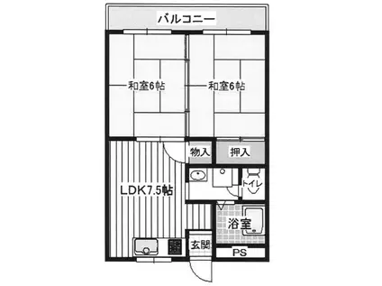 ラーバン嵯峨(2DK/2階)の間取り写真