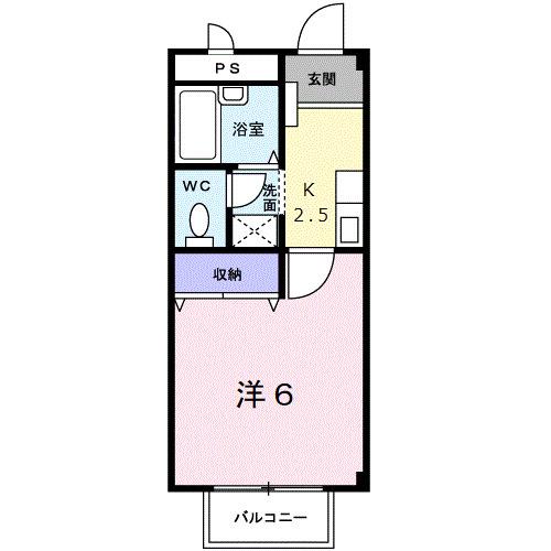 メゾンハッピーI(1K/2階)の間取り写真