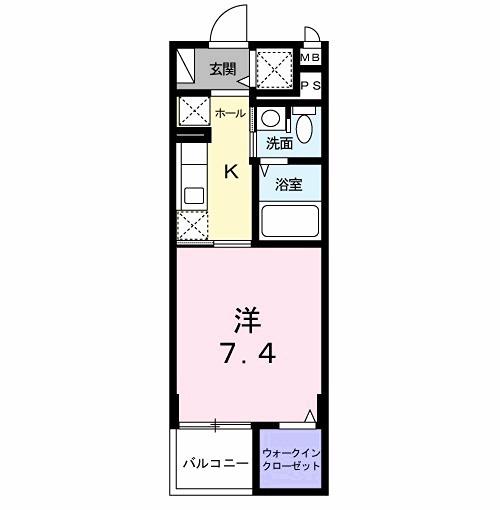 オークヴィラ(1K/2階)の間取り写真