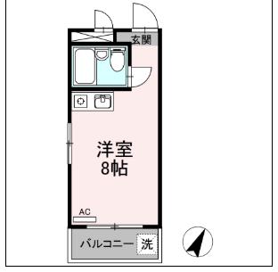 パーム南福岡(ワンルーム/2階)の間取り写真