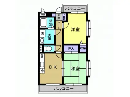 セゾン福丸(2DK/1階)の間取り写真