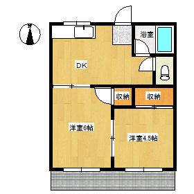 コーポ枝松(2DK/2階)の間取り写真