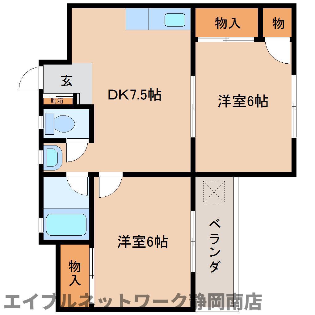 第二やまふじハイツ(2DK/1階)の間取り写真