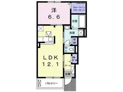 エスポワール剱光寺(1LDK/1階)の間取り写真