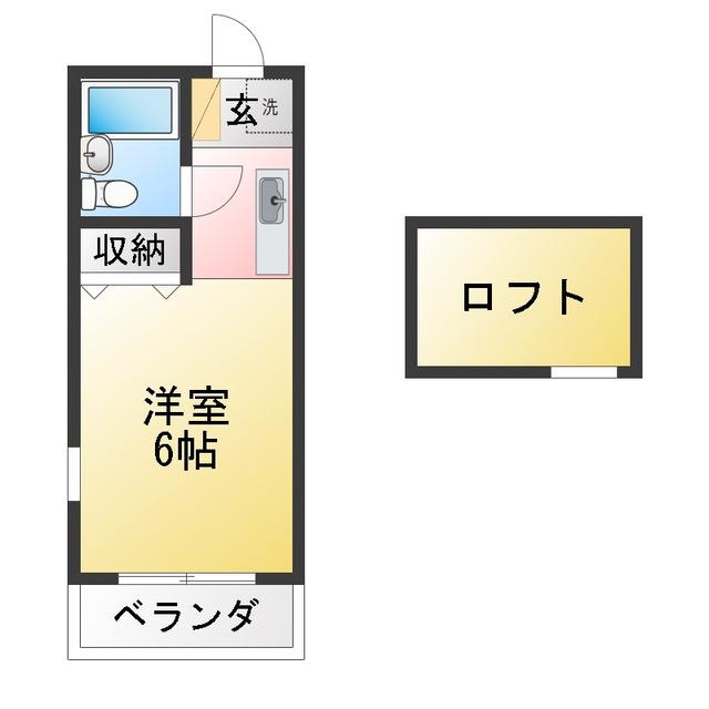 ニューアローズMⅡ(ワンルーム/2階)の間取り写真