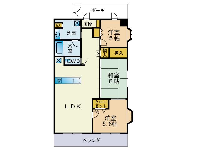 サンクレイドル高崎ガーデンコート(3LDK/2階)の間取り写真