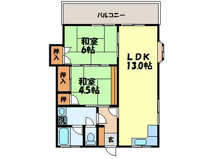 エステート虹が丘B棟(2LDK/2階)の間取り写真
