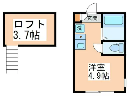 プライムテラス中野島(ワンルーム/1階)の間取り写真