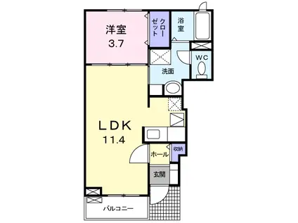 エクセレンテIII(1LDK/1階)の間取り写真
