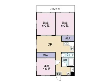 コーポ柚木(3DK/4階)の間取り写真